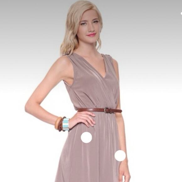 Alythea Tan Brown Sleeveless Surplice A-Line Mini Dress Women’s Size Small - Picture 2 of 9